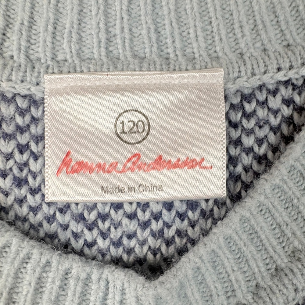 Hanna Andersson Sweater Dress Kids 120 Blue Excellent‎ Fair Isle Nordic Knit - Picture 2 of 10